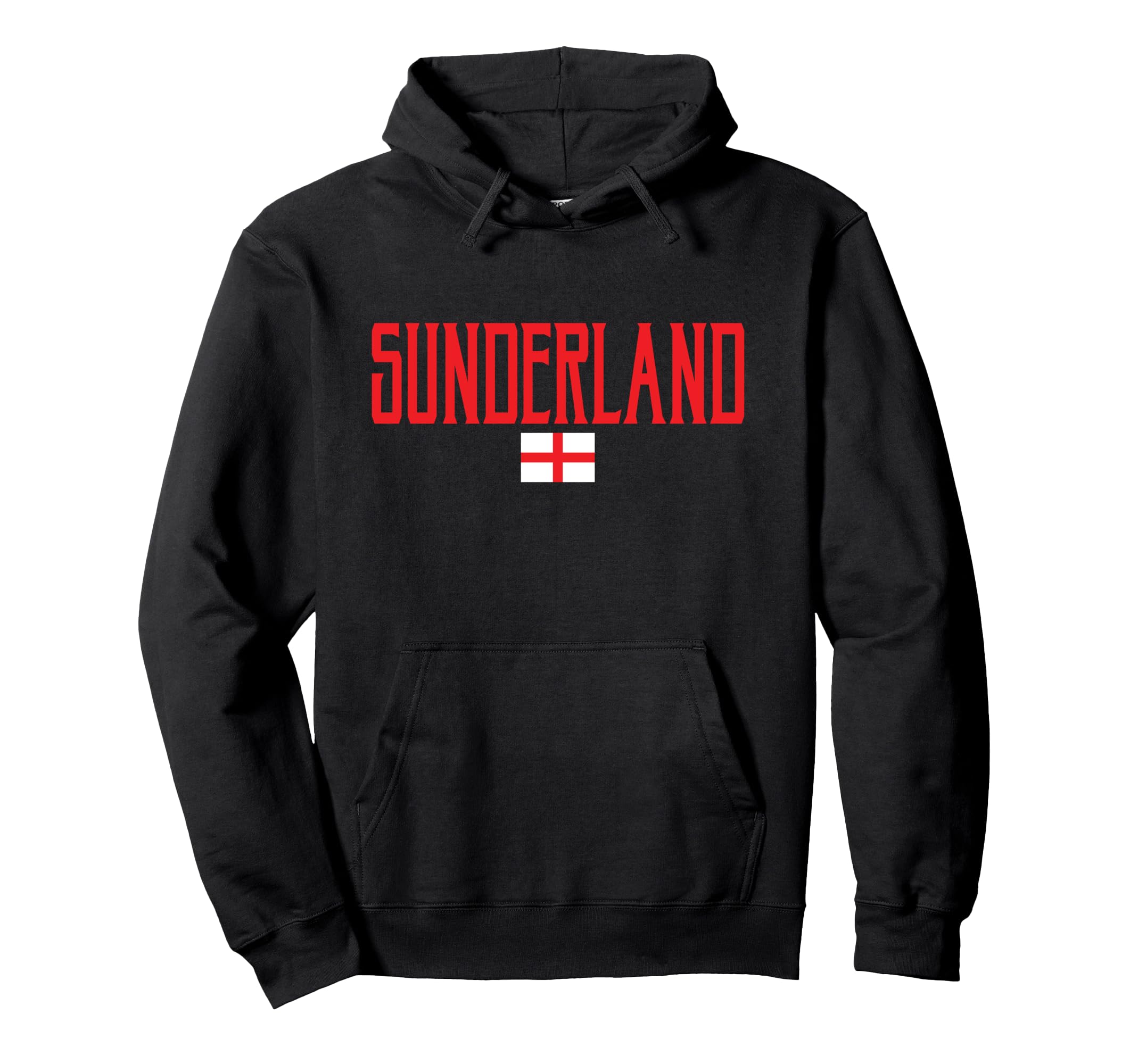 Sunderland England Flag and Red Text Pullover Hoodie