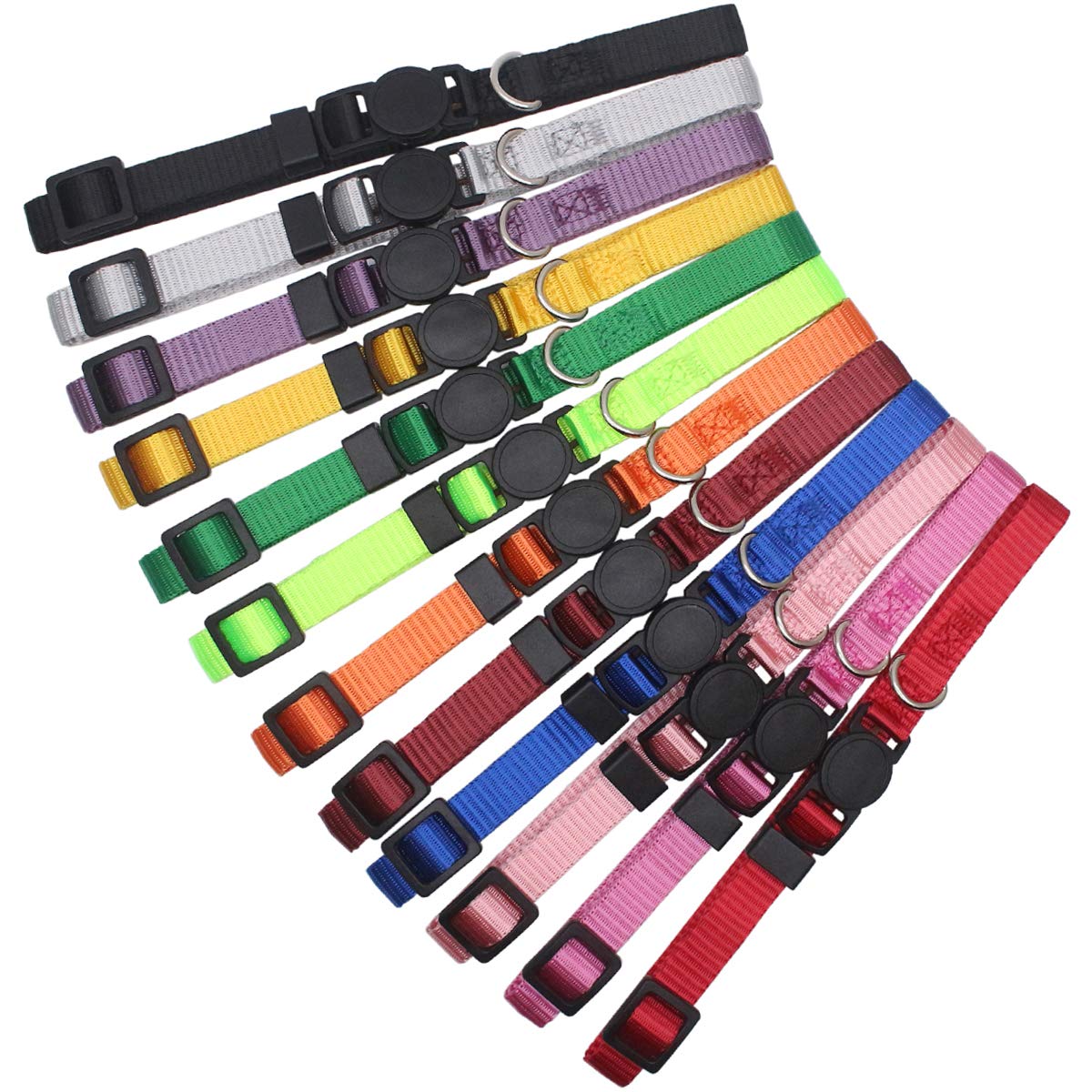 HOLLIHI 12 pcs/Set Soft Nylon Puppy Whelping ID Collars - Adjustable Breakaway Litter Collars Baby Dog ID Bands Pet Identification for Breeders with Record Keeping Charts, Neck 21.6cm - 34cm