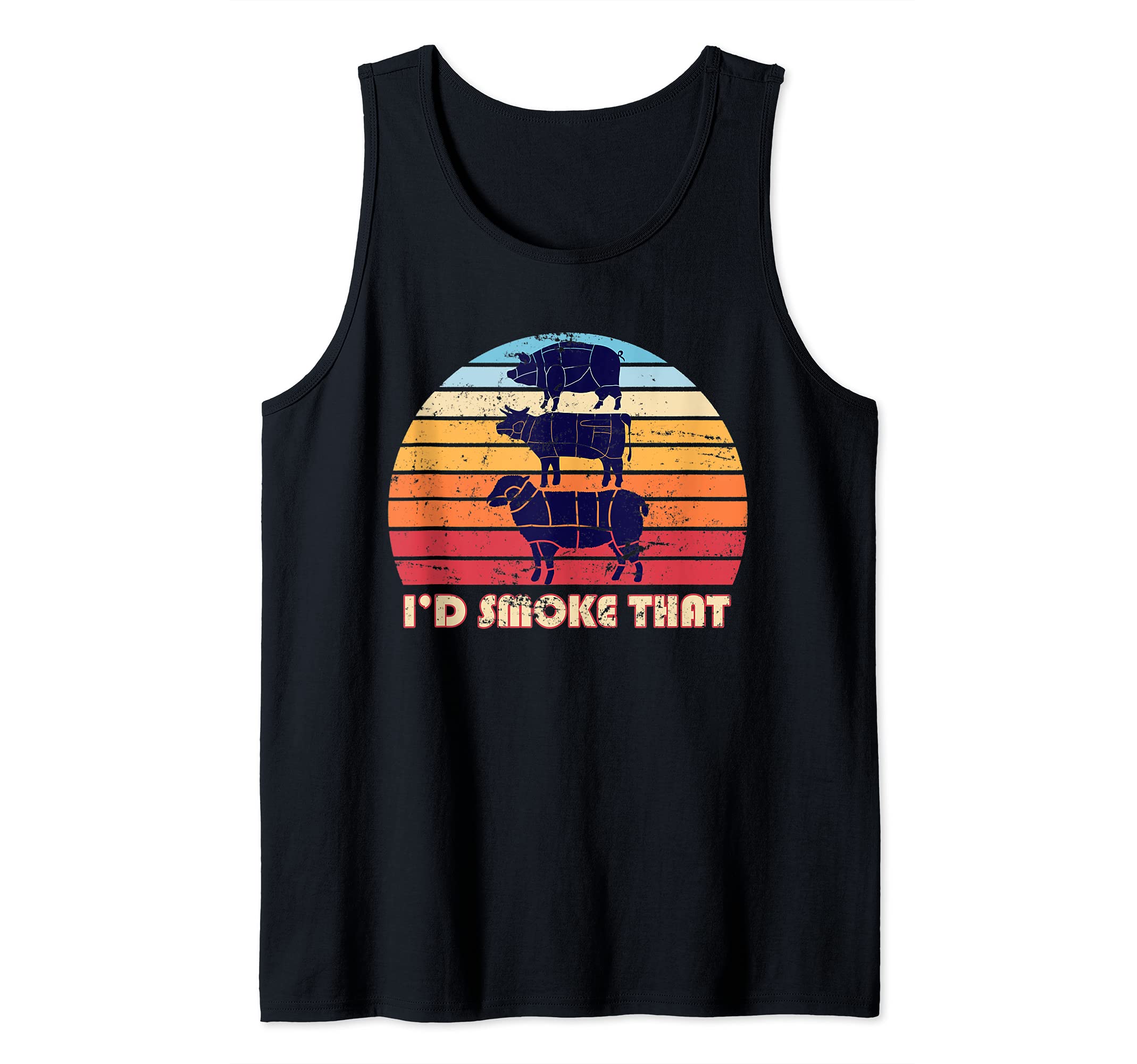 Retro BBQ Chef Funny Smoking Meat Grillmaster Barbecue Tank Top