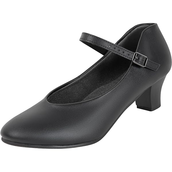 thumbnail image 2 of Bokimd Women's Latin Dance Shoes - 2.2 Inch Heel Black Leather Salsa Character Pumps 2 of 12