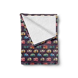 Ambesonne Happy Camper Throw Blanket, Retro Travel