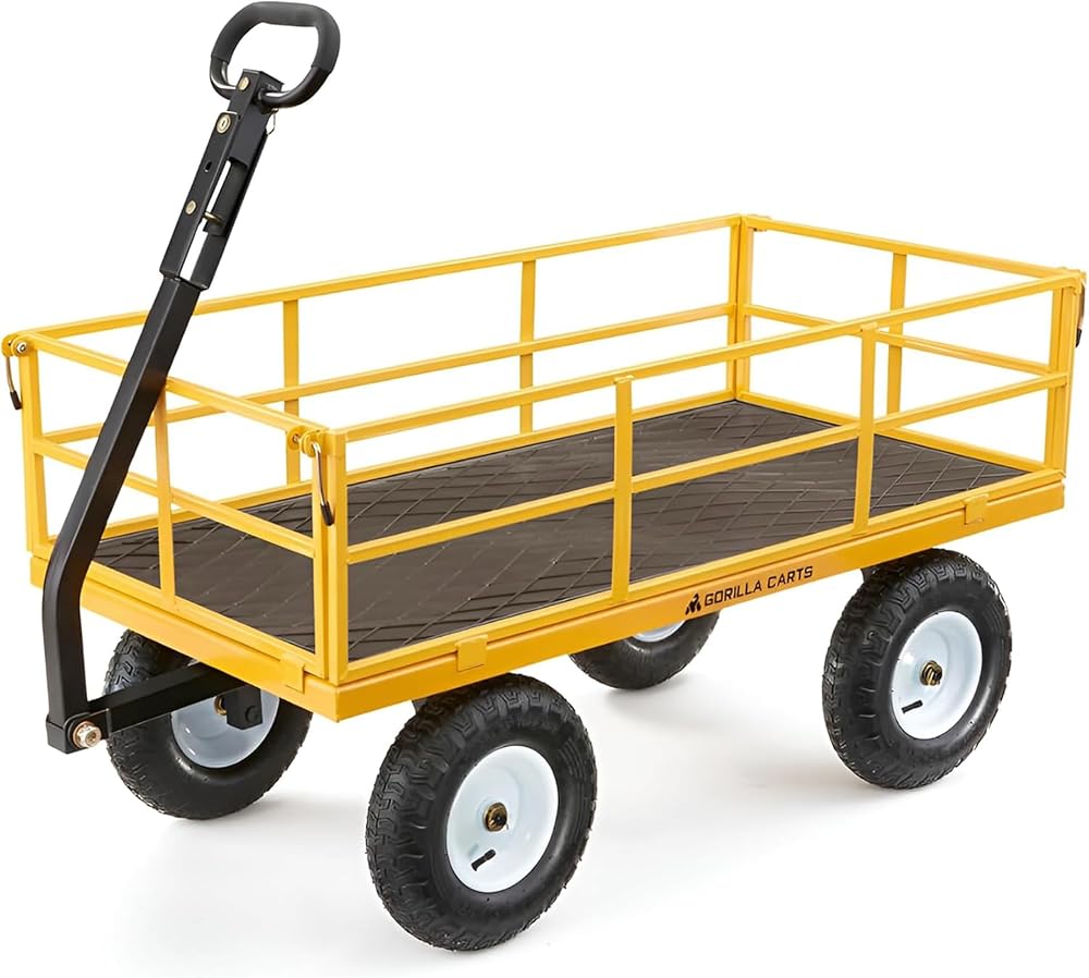 Gorilla Carts Heavy Duty Utility Cart 1200 Lb All Terrain Garden Wagon