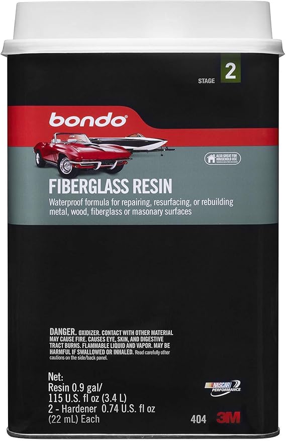 Bondo Fiberglass Resin 0.9 gal (3.4L) with 2 Hardener 22mL Each, 404C