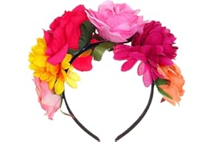 Mexican Rose Flower Crown Headband Day of The Dead Flower Headpiece,Rose Crown Headband for Halloween Party Costume Wedding