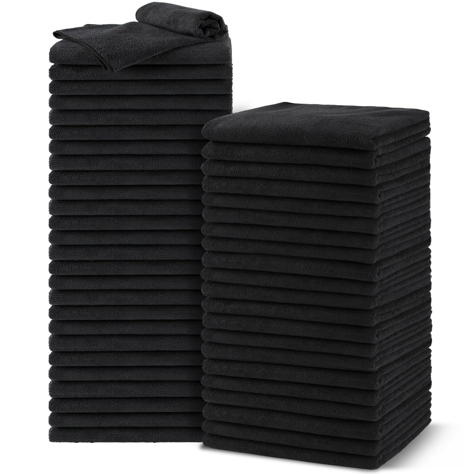 Photo 1 of UNIMADE Salon Towels 48 Pack, Microfiber Barber Towel Bulk,(16x29 inches) Fast Drying Hair Towels Super Soft Black Hnad Towels for Gym, Salon, Bath, Spa Use and Home Hair Care(Not Bleach Proof)