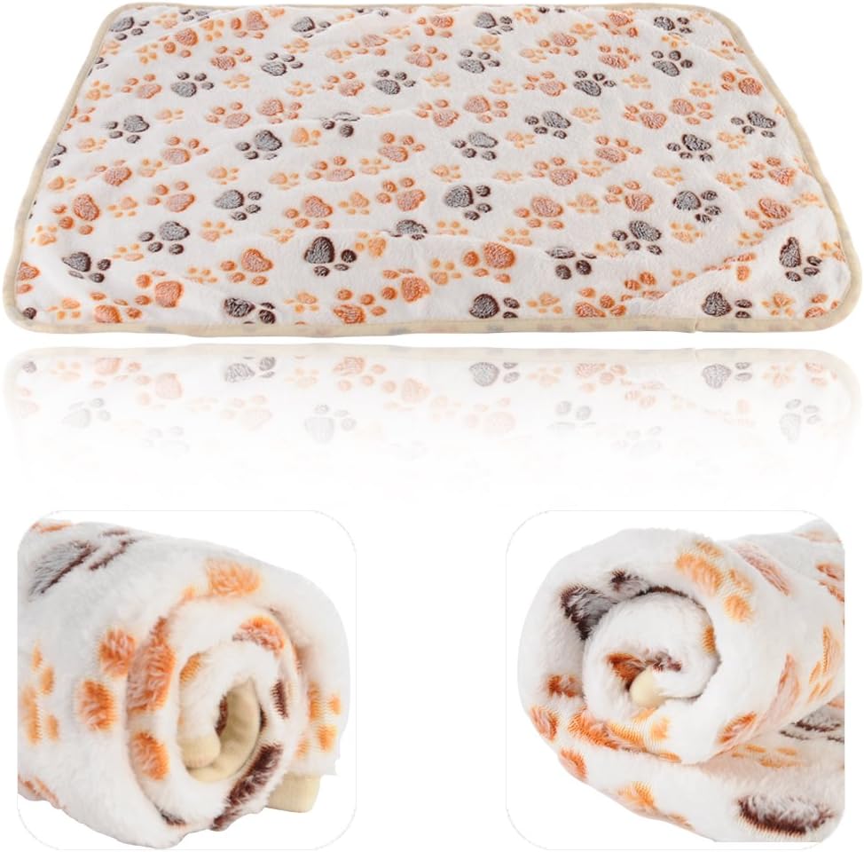 iNNEXT 2 Pack Puppy Blanket for Pet Cushion Small Dog Cat Bed Soft Warm Sleep Mat, Pet Dog Cat Puppy Kitten Soft Blanket Doggy Warm Bed Mat Paw Print: Home & Kitchen