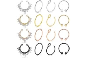 VCMART Fake Nose Ring Fake Septum Fake Nose Ring Hoop Clip On Fake Nose Piercing Faux Lip Ear Septum Nose Ring Non Pierced Fake Nose Rings for Women Men No Piercing Body Jewelry