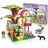 HOGOKIDS Tree House Friends Building Set with LED Light - Girl House Forest Building Block Toy Kit, Birthday Valentines Day Gifts for Kids Girls Boys Age Age 6-12+ Years