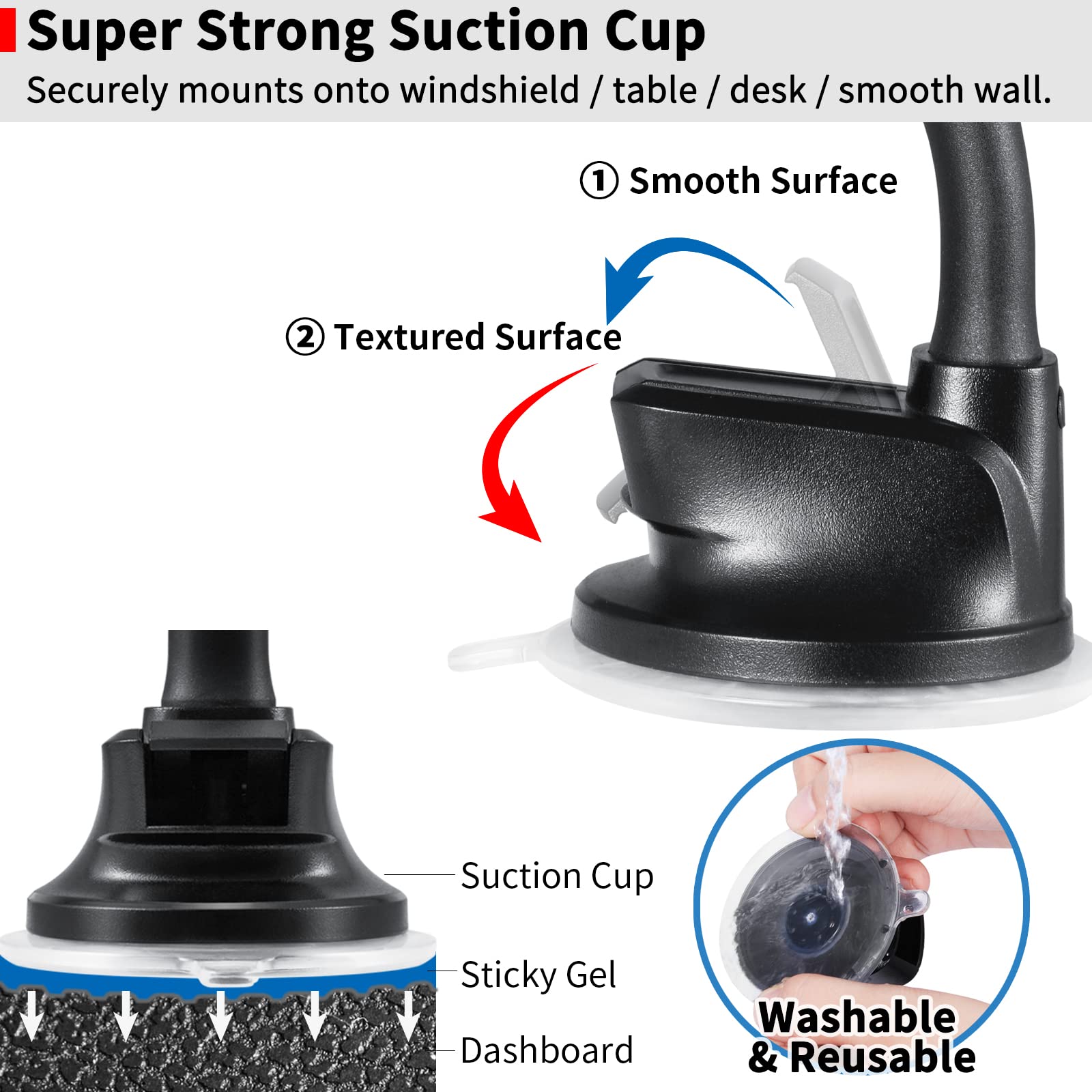 APPS2Car Upgraded Tablet Car Mount for iPad Truck Holder Long Arm Extension Strong Suction Cup Windshield Mount for 7-13 Inch Tablet iPad Pro Air Mini