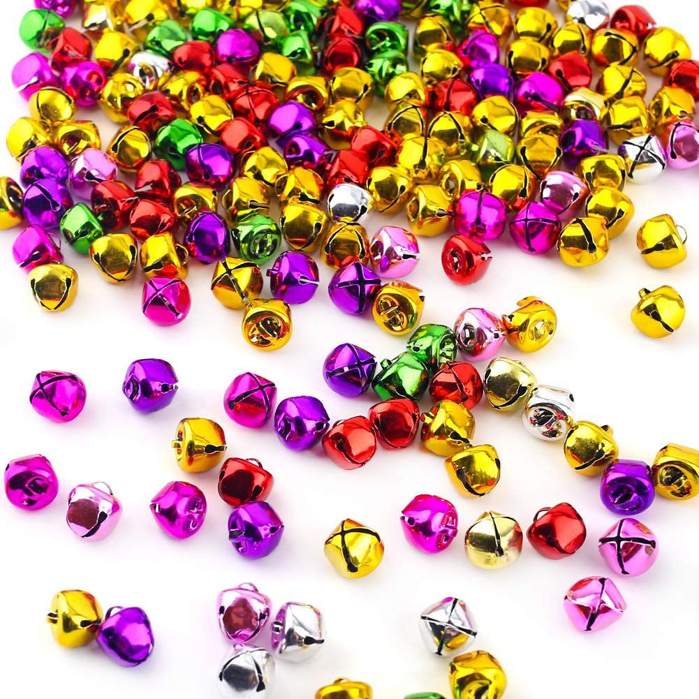 BigOtters Jingle Bells, 200PCS Craft Bells 0.5 inch Multi-Color Bulk DIY Bells for Christmas Festival Wreath Decor Holiday Home Décor