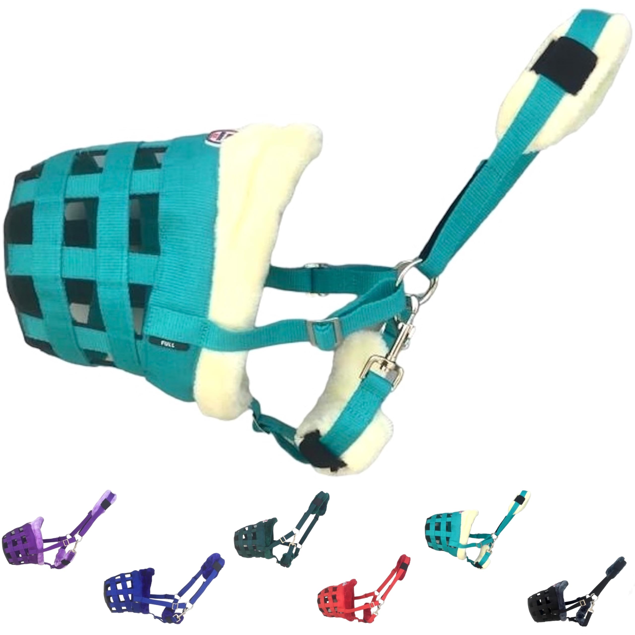 Majestic Ally Mink Fleece Padded Muzzle Halter for Horses (Turquoise) — image 1