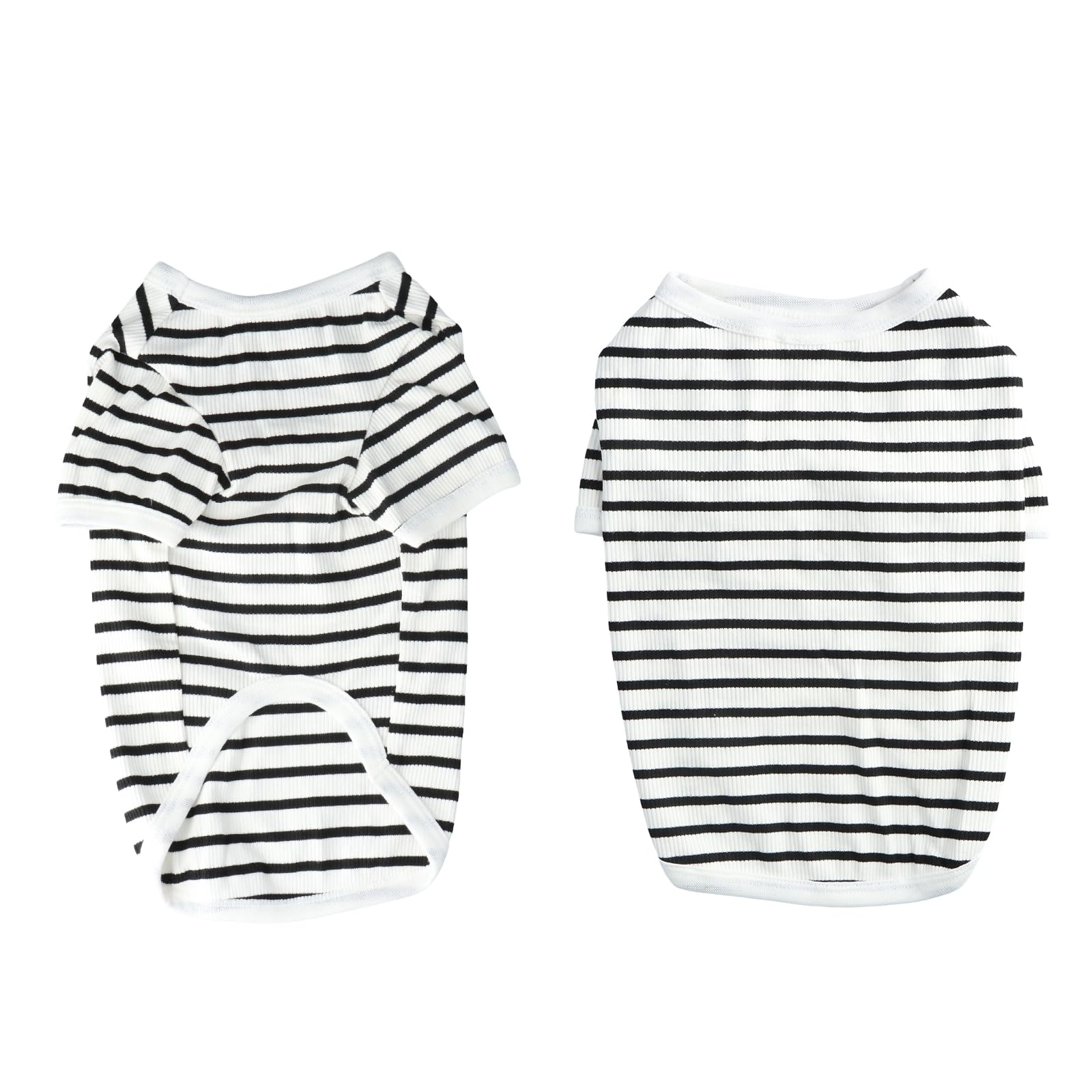 Shengxi Striped Dog T-Shirt, Summer Dog Shirt, Soft and Breathable Cotton T-Shirt, Chihuahua, Short Sleeves, Clothes for Dogs and Cats, Small (L)