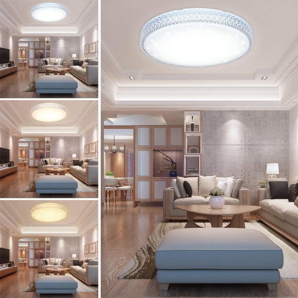 HG® LED Ceiling Lamp Wall Lamp Ceiling Light Round Crystal Ceiling Light Lamp Living Room Bedroom Bathroom Wall and Ceiling Lamp Light Star Light Effect Attractive Ceiling Energy-Saving Voltage 176 V of 264 V 60W Weiß