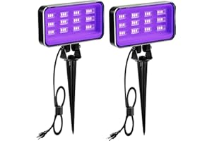 Waygor 30W Halloween Black Light Spotlight Outdoor High Power LED Outdoor Black Light Spot Lights IP66 Waterproof Blacklight Spotlight 395nm Blacklight Spot Lights with Plug for Glow Party (2 Pack)