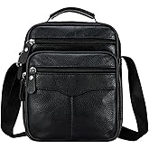 Henmifyer Small Leather Crossbody Messenger Shoulder Bag for Men Women Work Business Adjustable Strap