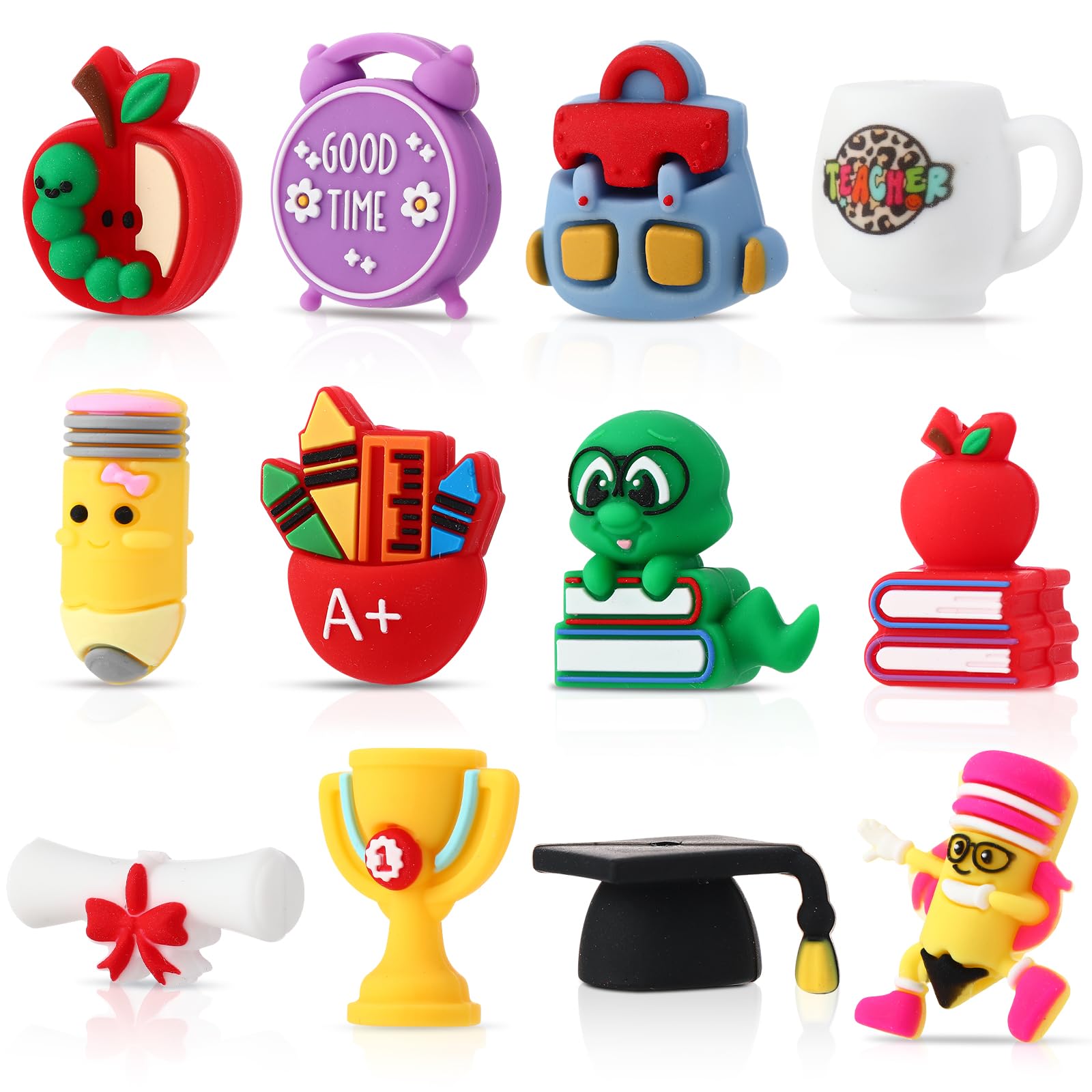 Photo 1 of 12Pcs 3D Teacher Silicone Focal Beads for Pens?Characters Teacher Series Silicone Beads?Beaded Pen Supplies?Graduation Focal Beads Bulk for Making Keychain Handmade Crafts