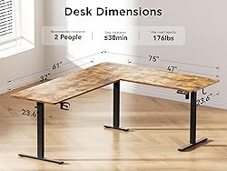 WALKINGDESK 75x61 Inches Reversible L Shaped