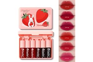 DEEPMIND 6 Colors Lip Stain Tint Set, Korean Lip Gloss Watery, Multi-use Lip & Cheek Tint Moisturizing Mini Liquid Lipstick,Long-lasting Waterproof Non-Sticky Cup High Pigment Lip Makeup