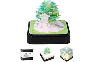 MACTANO 3D Art Calendar Memo Pad 2026, Creative Time Piece Calendar Sakura Tree Rip Away Paper Carving Sticky DIY Note Green