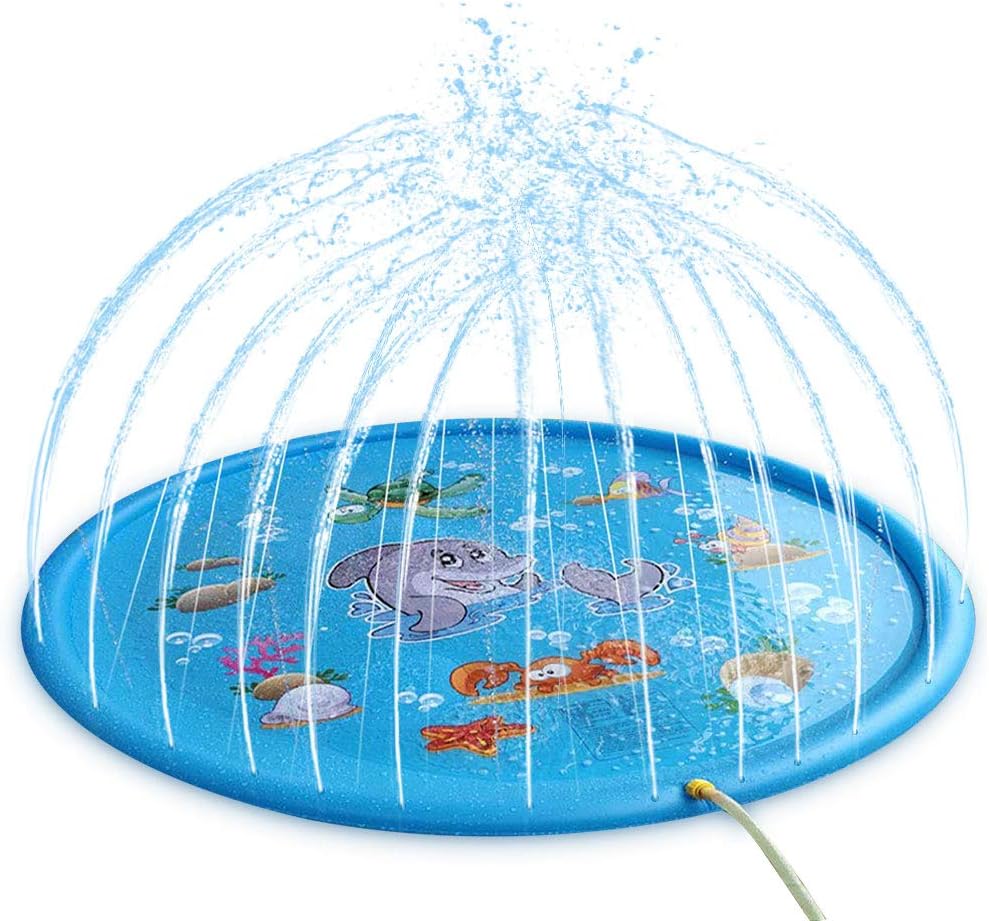 CPSYUB Sprinkler & Splash Play Mat Upgraded 68" Sprinkler Pad Water Toys Fun for 1 2 3 4 5 Year Old Boys Girls, Kids Toddlers Outdoor Party Sprinkler Toy: Toys & Games