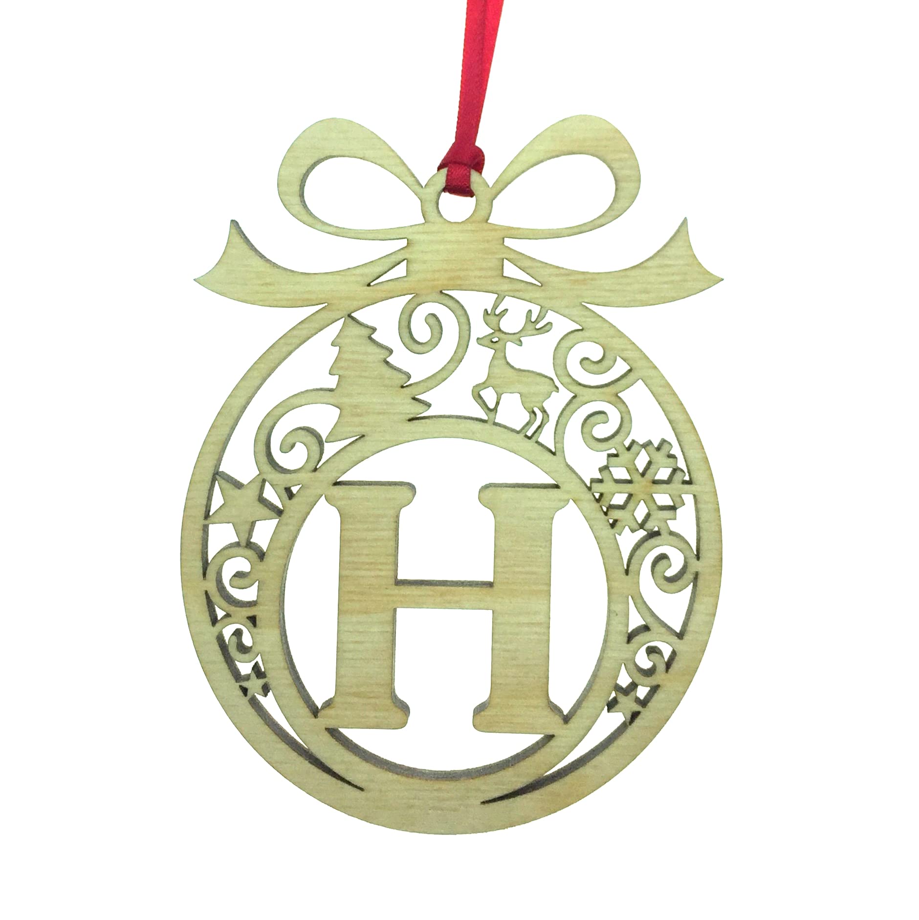 Personalised Christmas tree bauble decoration pendant ornament: Letter H