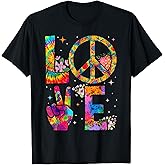 Peace Sign Love 60s 70s Tie Dye Hippie Costume T-Shirt