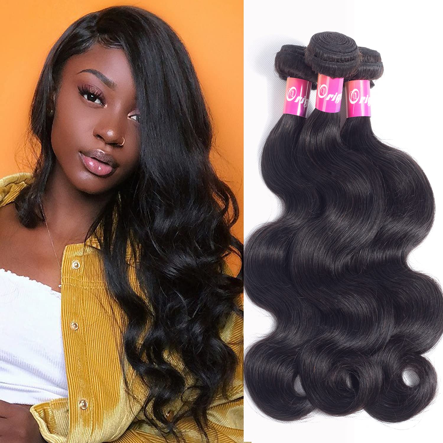 Brazilian Body Wave Virgin Hair 3 Bundles 100% Unprocessed Human Hair Remy Hair Extensions Natural Color 100g/pcs By Originea (10 12 14 Inch)