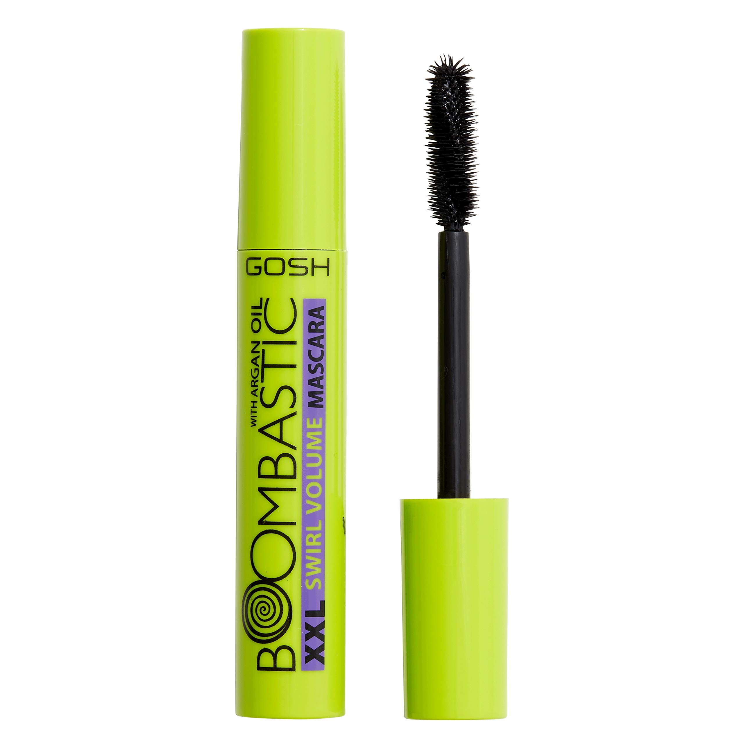 GOSH Boombastic Swirl Mascara with Argan Oil and Bamboo Extract for Care, Swing and XXL Volume Precisely Defined Extra Long Eyelashes without Clumps Fragrance- Mascara | 001 Black