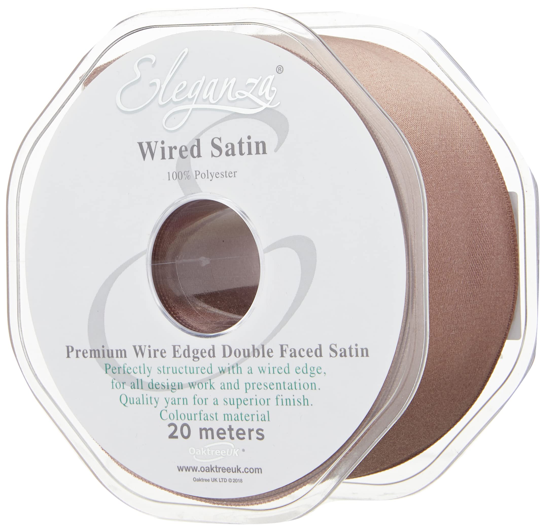Eleganza Wired Edge Premium Double Faced Satin, Deep Rose Gold, 38mm x 20m