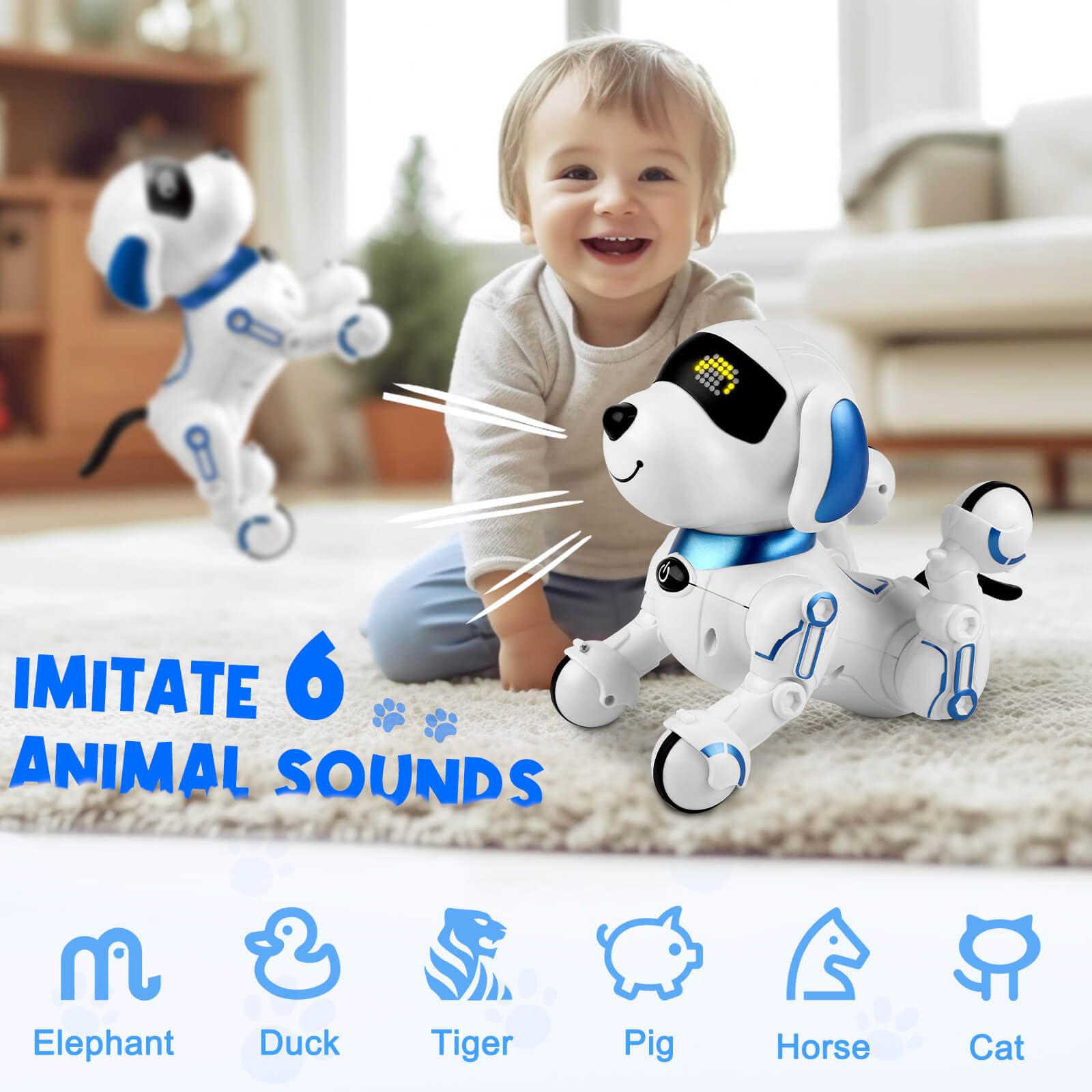 Dolanus Robot Dog for Kids 8-12, Remote Control Smart Robotic Pets That Acts Like a Real Dogs Touch Interactive Walking Talking Barking Toys for Girls Boys Toddler, Gifts for 4 5 6 7 8 12 Years Old