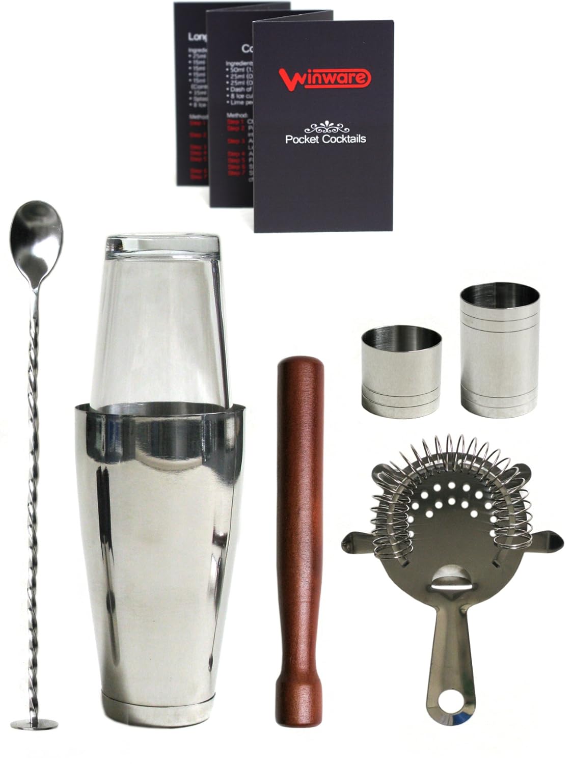 WINWARE Boston Cocktail Shaker Gift Set Includes Hawthorn Strainer