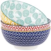 Selamica Ceramic Large Salad Bowls Set, 53 OZ Pho Bowls 8 Inch Soup Bowls for Kitchen, Large Serving Bowls for Ramen Pasta Fruit Dinner, Stackable & Sturdy, Set of 3, Assorted Colors