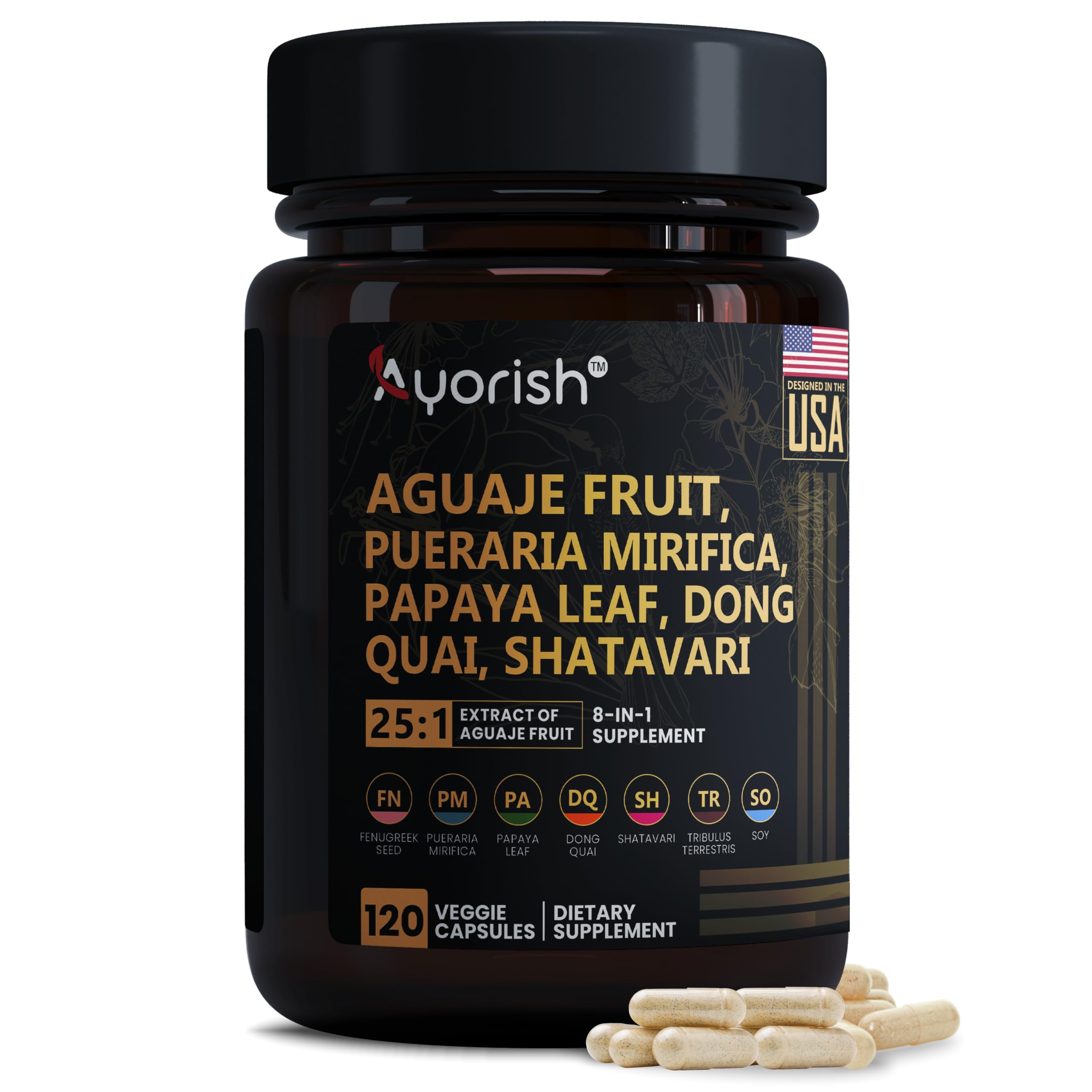 Aguaje Fruit, Pueraria Mirifica, Papaya Leaf, Dong Quai, Shatavari