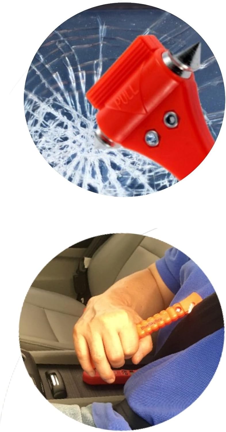 BlueSkyBos Value 2 Pack - Emergency Escape Tool Auto Car Window Glass Hammer Breaker and Seat Belt Cutter Escape 2-in-1 Tool: Automotive