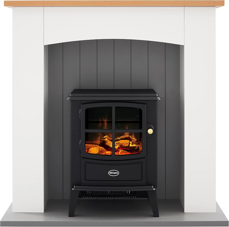 Dimplex Oakmead Optiflame Electric Stove Suite Black White Surround 2KW Heater