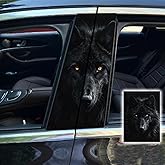 2pcs/1set Car B Pillar Sticker Decal Upgraded Vinyl Car Decals Body Side Stickers,Wolf Graphics Scratch Cover Large Sticker for Car Auto Van SUVs Trucks 19.6'' (Black 2)