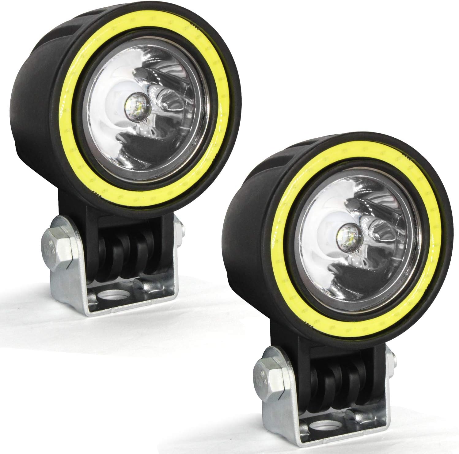 Motorcycle LED Fog Lights,20W Driving Spot Lights Round Cree LED Offroad Motorcycle Bike Lights with Halo Ring for Truck Car ATV Jeep