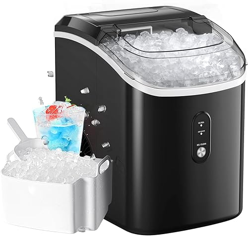 Nugget Ice Makers Countertop, Pellet Ice Machine with Self-Cleaning Function, Nugget Ice Machine Produces 33 lbs of Chewable Ice in 24 Hours, Sonic Ice Maker Perfect for Home Kitchens Party Camping