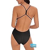 Beautikini Period Swimwear Women One Piece Menstrual Swimsuit Leakproof Racerback Athletic Bathing Suit for Teens Girls
