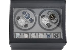 NOSTHEART Watch Winder for Automatic Watches , 4+6 Automatic Watch Winder Storage Display Box with Luxury Leather Japanese Quiet Motor, Flexible Watch Pillows Watch Case for Man and Woman's Watches Ac Adapter