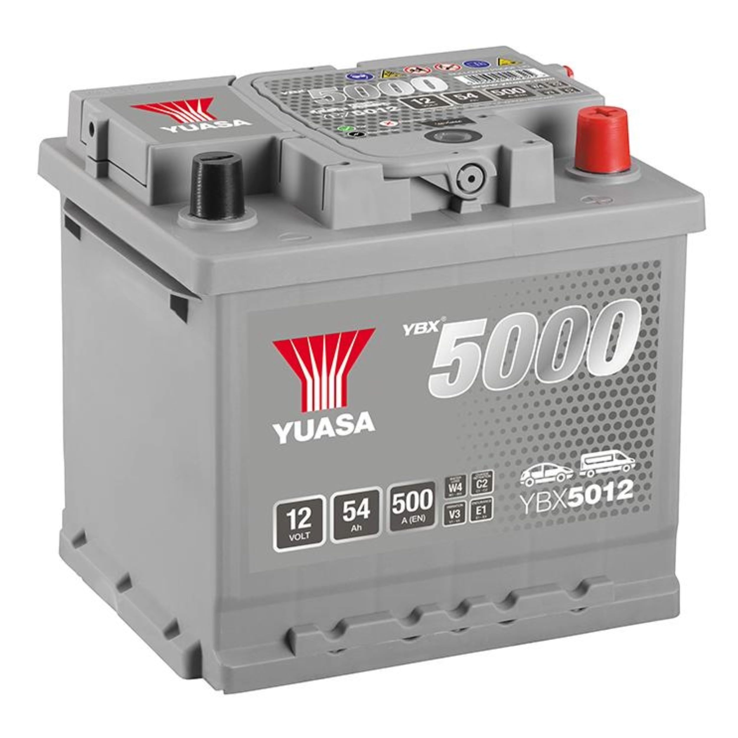 Yuasa YBX5012 12V 54Ah 500CCA SMF Silver Sealed Maintenance Free High Performance Car Battery