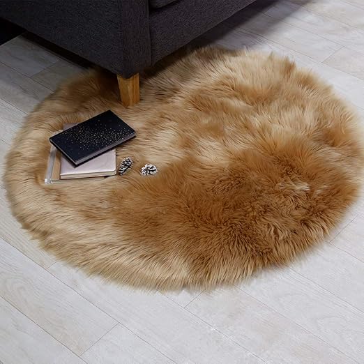 Amazon Com Supermee Brown Fur Rug Brown Fluffy Rug Brown Rugs For Bedroom Brown Fuzzy Rug Brown Faux Fur Rug Brown Furry Rug Brown Rug For Livingroom Kidsroom 3x3 Feet Round Brown Kitchen