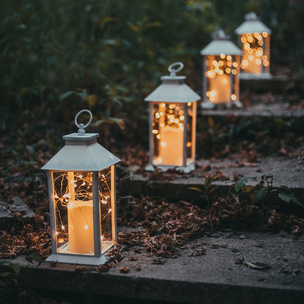 Evermore Light 14" Tall Christmas Candle Lantern with 4 Hours Timer.30