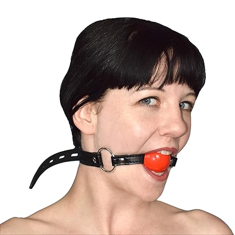 Abschließbarer, weicher Silikon Fetisch Mundknebel mit Gag Ball (rot)