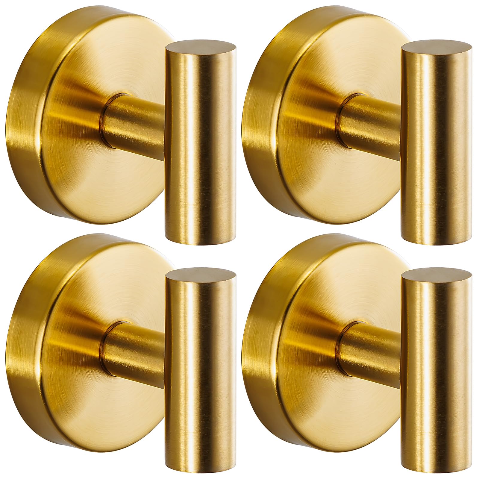 Photo 1 of Fenas Suction Cup Hooks for Shower - Bathroom Reusable Hooks for Towels, Robes & Loofah - No-Drill Mounting on Kitchen,Walls,Metal,Glass,Mirrors,Tile & Smooth Non-Porous Surfaces (4, Brushed Gold)