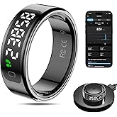 MagLoop Smart Ring Health Tracker for Men/Women with LED Dispay Screen,Fitness Ring Sleep Tracker,Fast Charging,for Pedometer Exercise,Monitor Sleep,Heart Rate, Stress,Waterproof (Black,10)