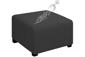 Easy-Going 100% Dual Waterproof Stretch Ottoman Cover 40x40x15inch Square Folding Storage Stool Furniture Protector Soft Slipcover for Living Room Dark Gray