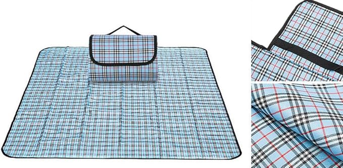Amazon Co Jp ドチィン Daocheng レジャーシート ピクニックシート 厚手 折りたたみ 持ちやすい おしゃれ レジャーシートクッション ピクニックレジャーシート 登山 ビーチ お花見 アウトドア 軽量 防水 オックスフォード布 150 0 空ブルー格 服 ファッション小物