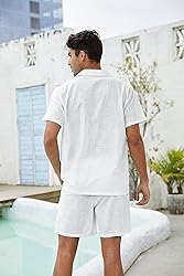 Fenxxxl Men's 2 Piece Linen Suits Summer Clothes
