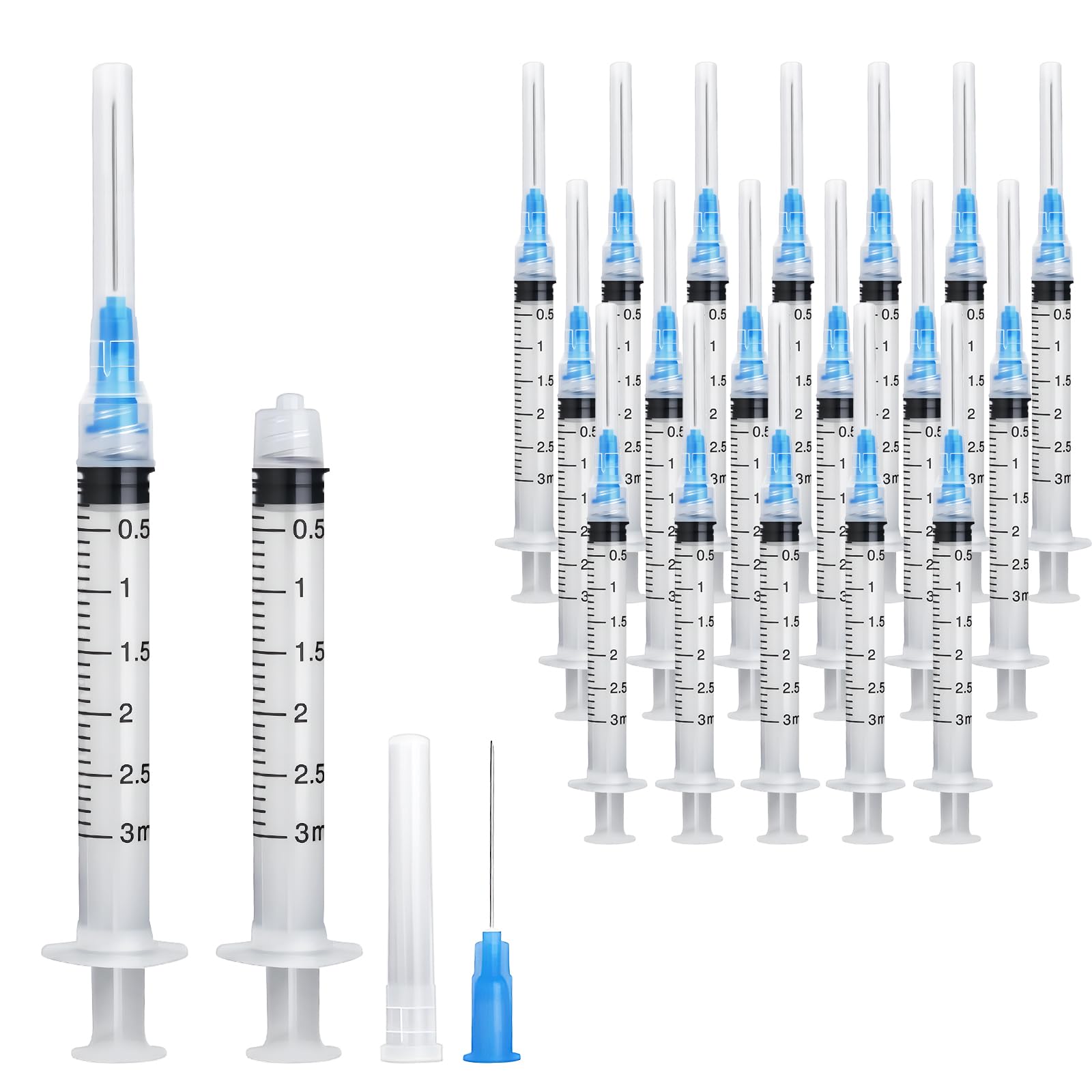 Photo 1 of 20 Pack 3ml Syringes with 23G 1 Inch, Disposable Luer Lock Syringe Individually Sterile Packed for Scientific Lab, Liquid Measuring and Dispensing
